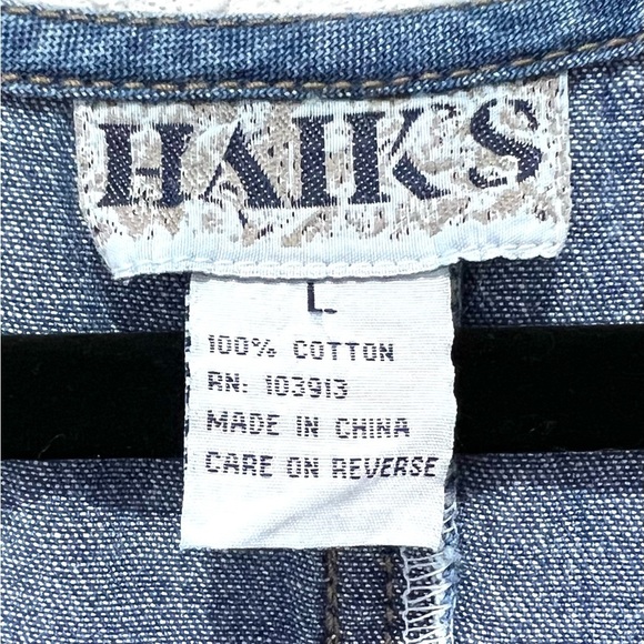 Denim sleeveless button down patch pockets Maxi Dress Large - Picture 2 of 10